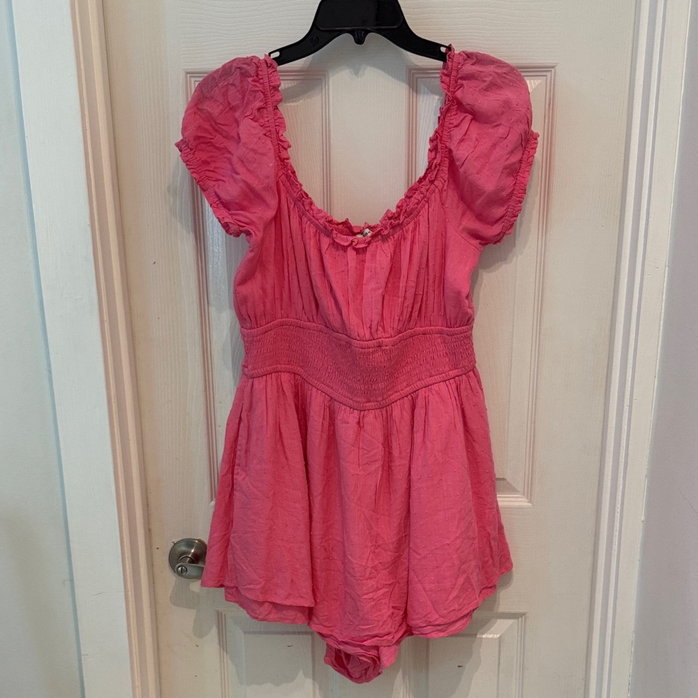 Hollister Pink Romper Dress with Pockets